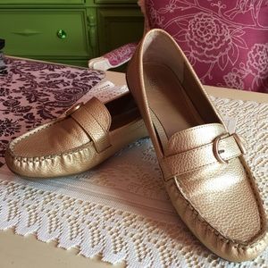Bass gold driving moccasins